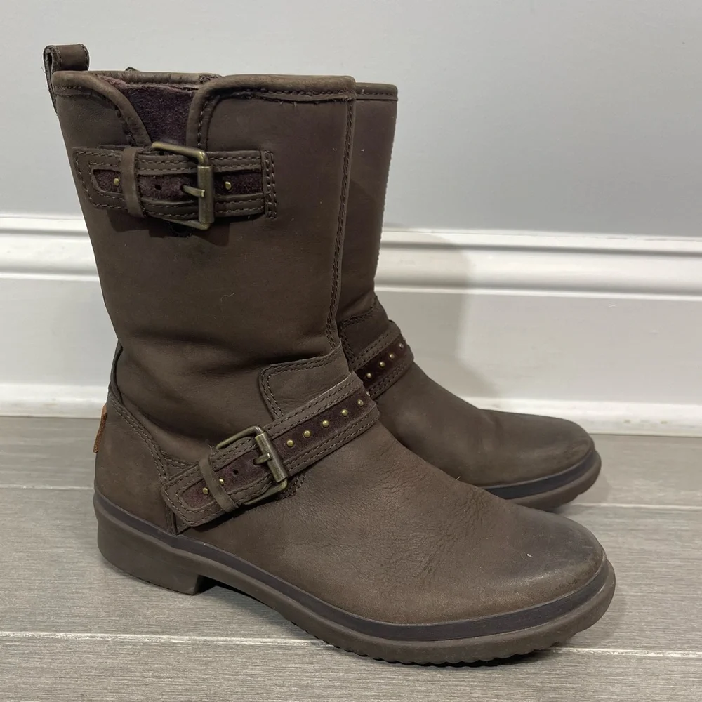 UGG Women's Jenise Winter Waterproof Insulated Rain Boots Stout Brown Size 5M US - Picture 2 of 11